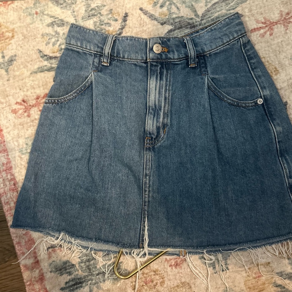 We The Free Blue A-line Pleated Mini Skirt